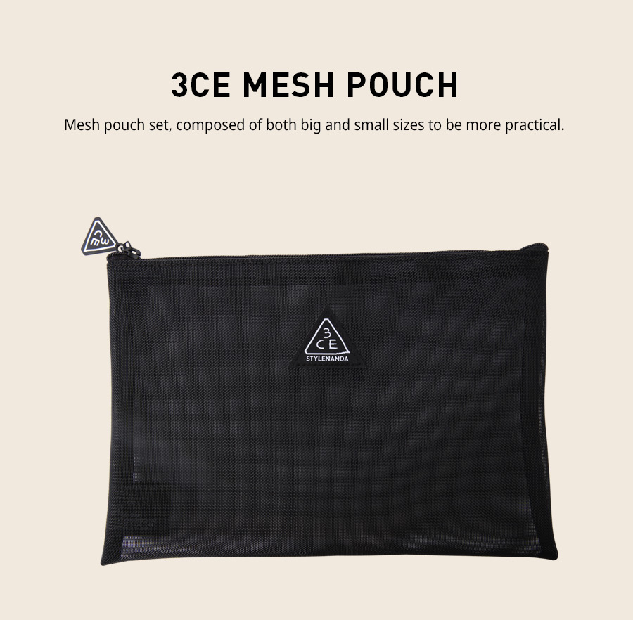 3CE Mesh Pouch #Black | StyleKorean.com