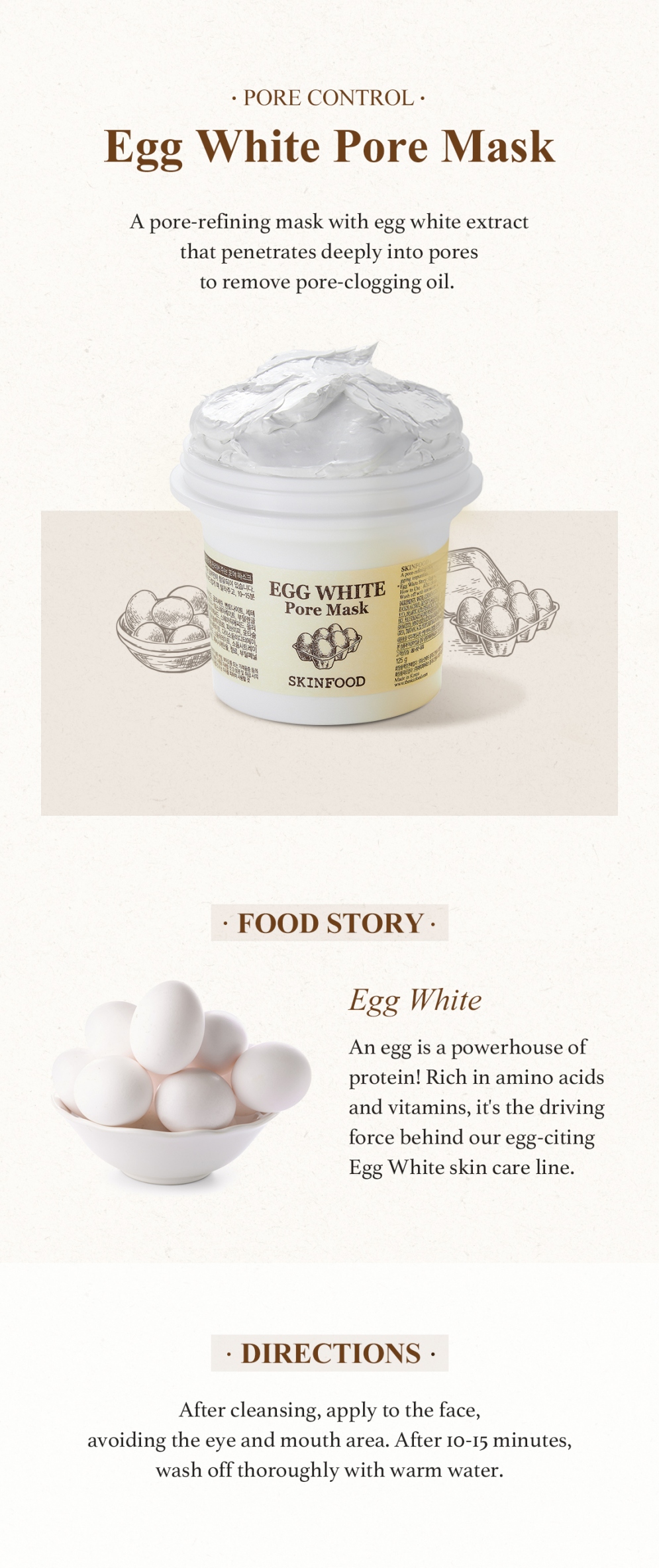 Skinfood Egg White Pore Mask 100ml Masks | StyleKorean.com