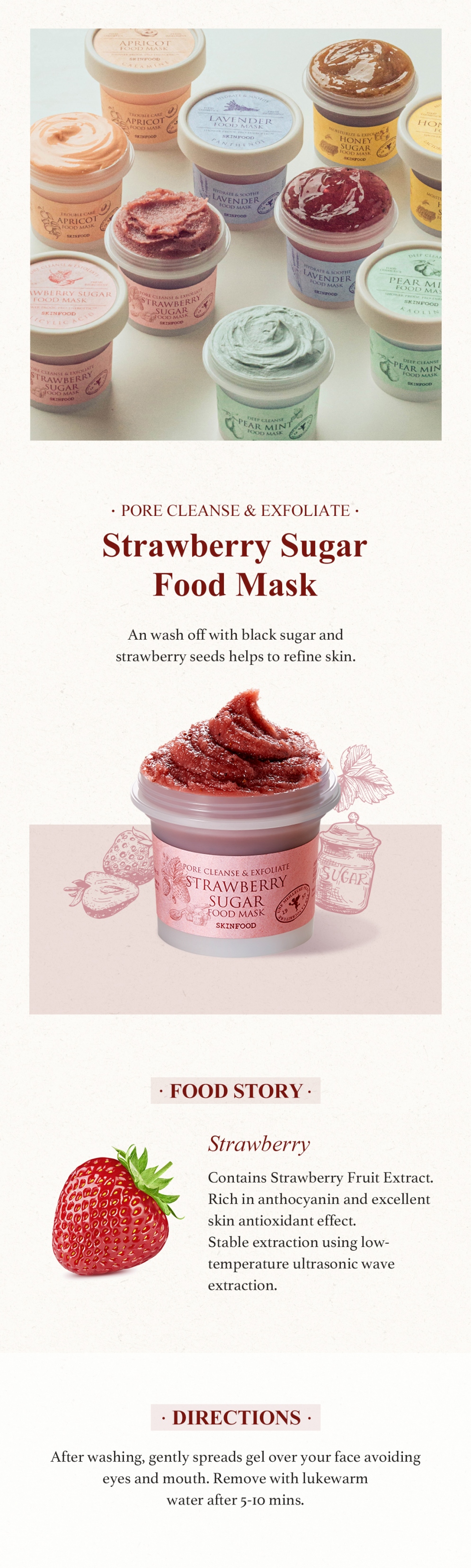 undertøj gødning Udvalg Skinfood Strawberry Sugar Food Mask 120ml | StyleKorean.com