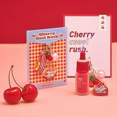[Peripera] Ink Airy Velvet 018 Cherry Punch + Keyring Set