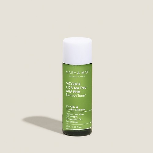 [Mary&May] (Mini) Vegan CICA Tea Tree AHA PHA Blemish Toner 30ml