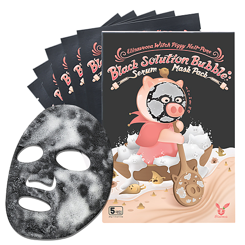 [Elizavecca] Witch Piggy Hell  Black Solution Bubble Serum Mask Pack 5pcs