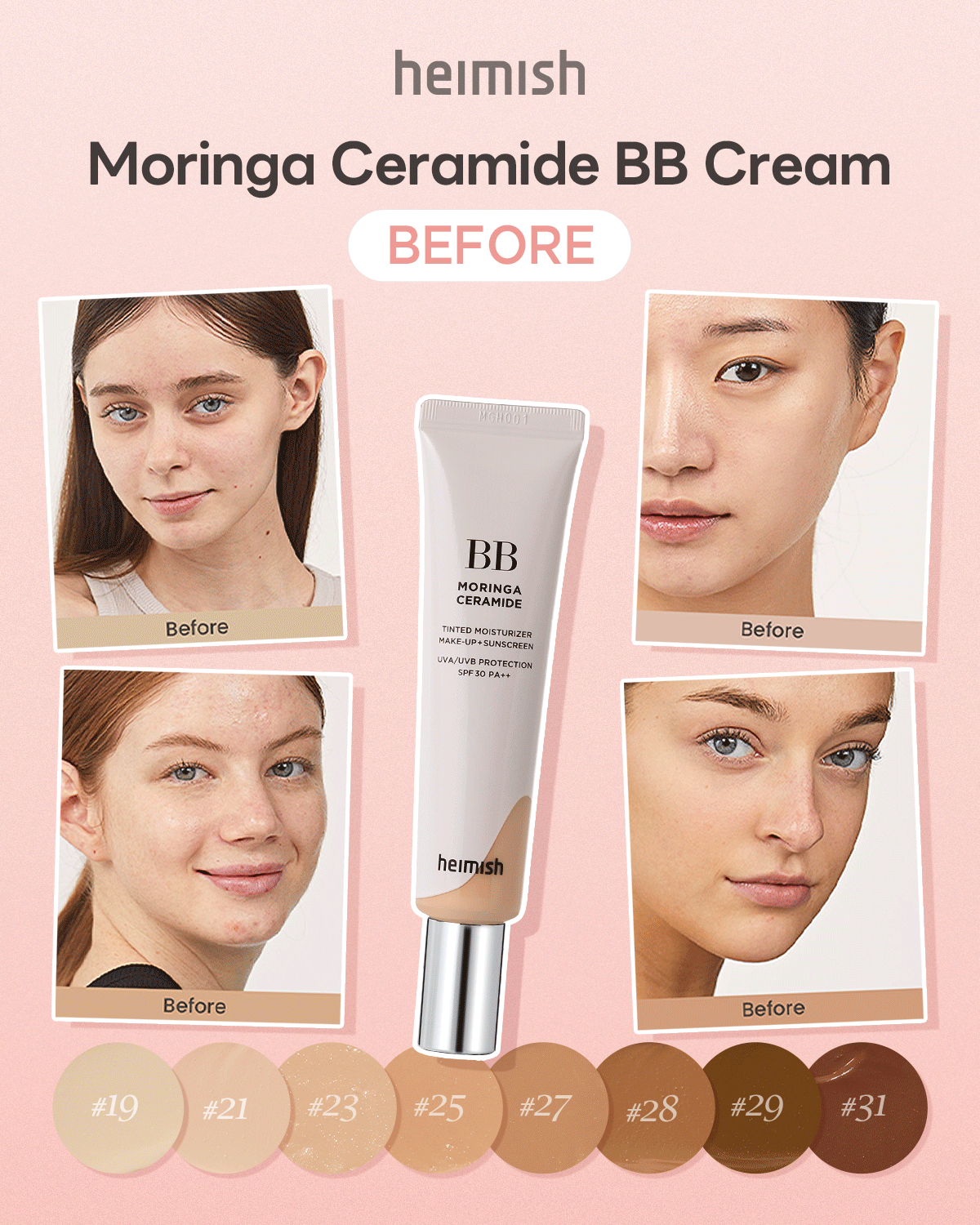 [heimish] *renewal* Moringa Ceramide BB Cream SPF 30 PA++ (8 Colors)