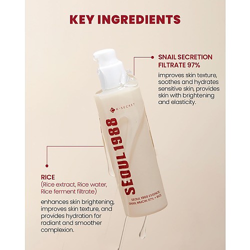 [KSECRET] *TIMEDEAL*  Essence : Snail Mucin 97% + Rice 100ml