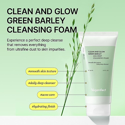 [Veganifect] Clean And Glow Green Barley LHA Deep Cleansing Foam 165ml